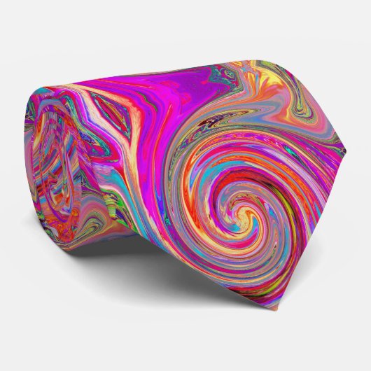 Farbenfrohe Regenbogen-Swirl Retro-Design Krawatte (Gerollt)