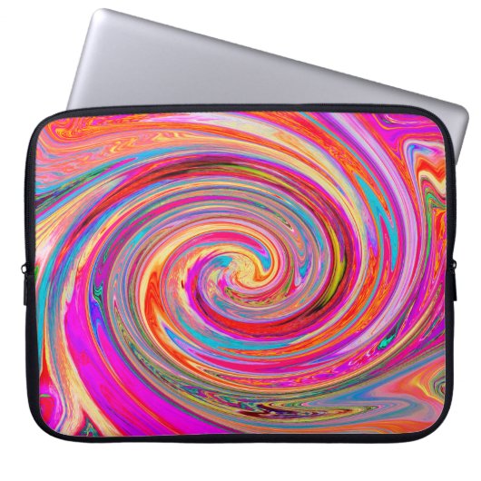 Farbenfrohe Regenbogen-Swirl Retro-Design Laptopschutzhülle (Vorderseite)