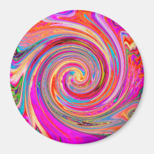 Farbenfrohe Regenbogen-Swirl Retro-Design Magnet