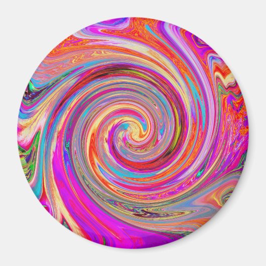 Farbenfrohe Regenbogen-Swirl Retro-Design Magnet (Vorne)