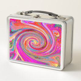 Farbenfrohe Regenbogen-Swirl Retro-Design Metall Brotdose