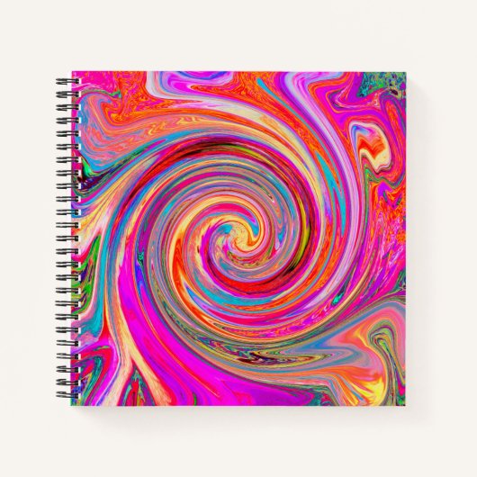 Farbenfrohe Regenbogen-Swirl Retro-Design Notizblock (Vorderseite)