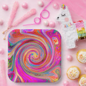 Farbenfrohe Regenbogen-Swirl Retro-Design Pappteller (Party)