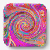 Farbenfrohe Regenbogen-Swirl Retro-Design Pappteller (Vorderseite)