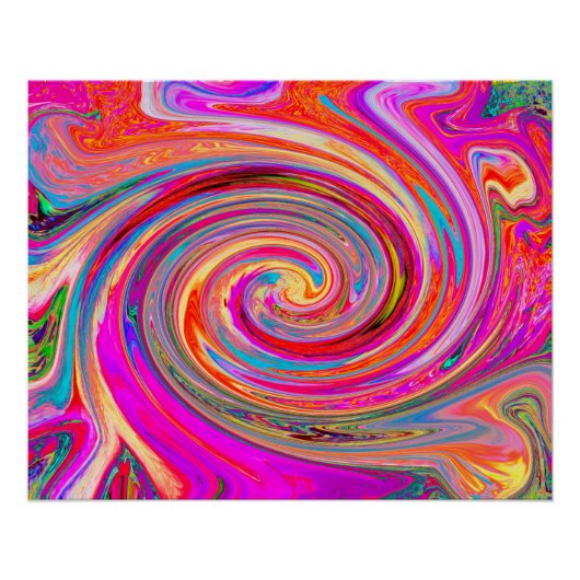 Farbenfrohe Regenbogen-Swirl Retro-Design Poster (Vorderseite)