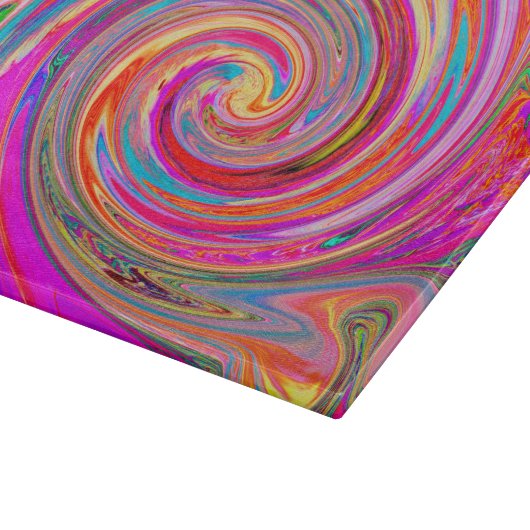 Farbenfrohe Regenbogen-Swirl Retro-Design Schneidebrett (Ecke)