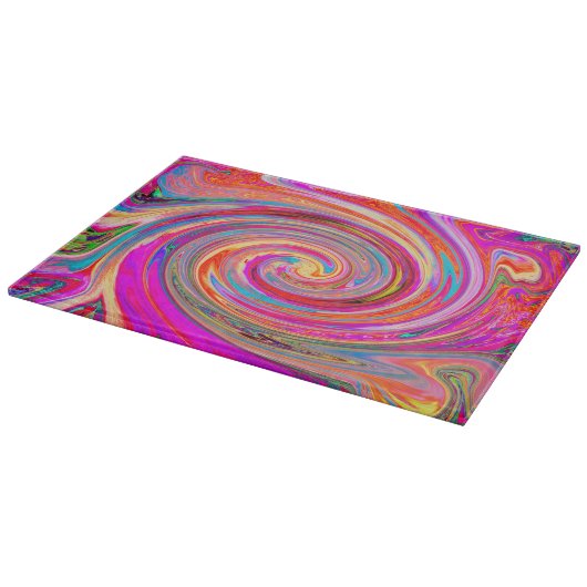 Farbenfrohe Regenbogen-Swirl Retro-Design Schneidebrett (Ecke)