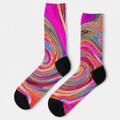 Farbenfrohe Regenbogen-Swirl Retro-Design Socken (Linkes Detail)