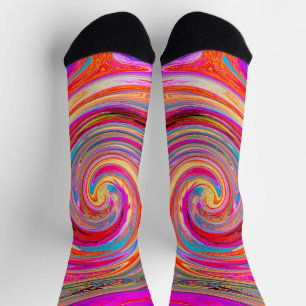 Farbenfrohe Regenbogen-Swirl Retro-Design Socken