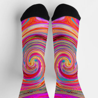 Farbenfrohe Regenbogen-Swirl Retro-Design Socken