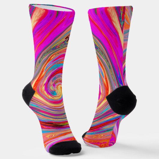 Farbenfrohe Regenbogen-Swirl Retro-Design Socken (Gewinkelt)