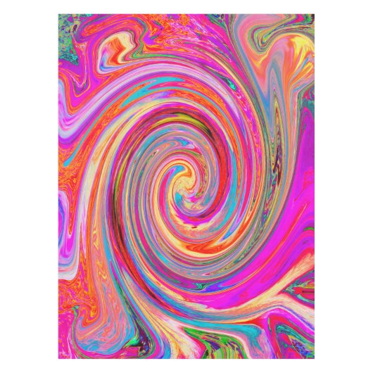 Farbenfrohe Regenbogen-Swirl Retro-Design Tischdecke (Vorderseite)