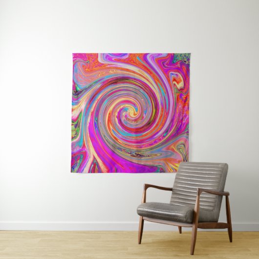 Farbenfrohe Regenbogen-Swirl Retro-Design Wandteppich (Beispiel)