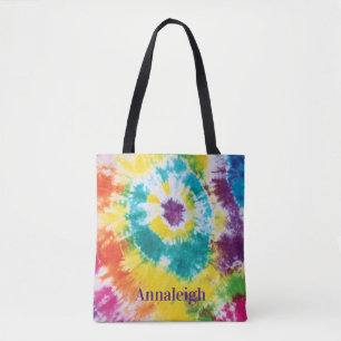 Farbenfrohe Regenbogen-Tie-Dye-Bestellname-Beste-F Tasche