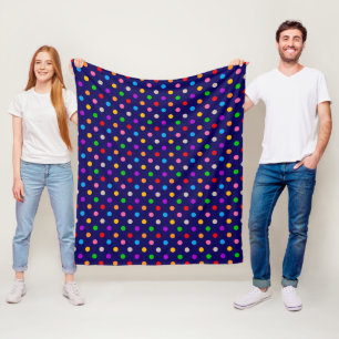 Farbenfrohe Regenbogen-Tupfen Blau  Fleecedecke