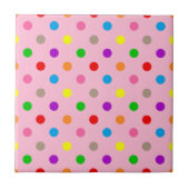 Farbenfrohe Regenbogen-Tupfen Rosa Fliese (Vorderseite)