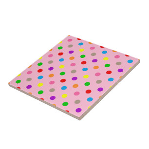 Farbenfrohe Regenbogen-Tupfen Rosa Fliese