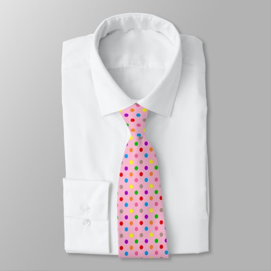 Farbenfrohe Regenbogen-Tupfen Rosa Krawatte (Gebunden)