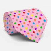 Farbenfrohe Regenbogen-Tupfen Rosa Krawatte (Gerollt)