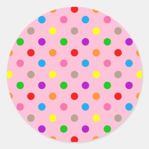 Farbenfrohe Regenbogen-Tupfen Rosa Runder Aufkleber
