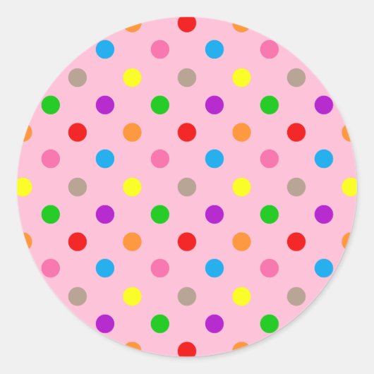 Farbenfrohe Regenbogen-Tupfen Rosa Runder Aufkleber (Vorderseite)