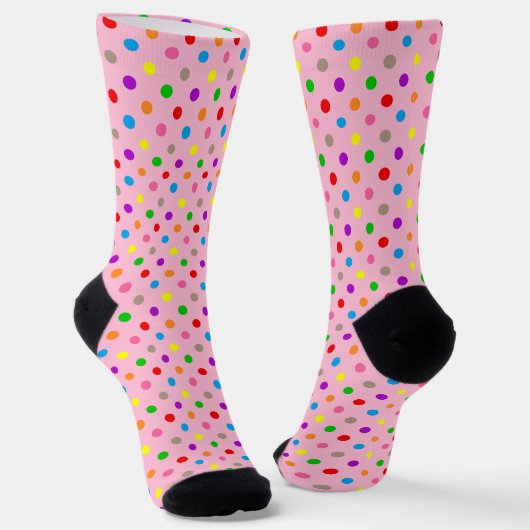 Farbenfrohe Regenbogen-Tupfen Rosa Socken (Gewinkelt)
