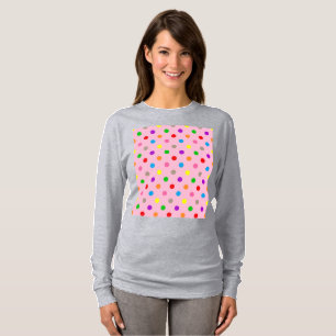 Farbenfrohe Regenbogen-Tupfen Rosa T-Shirt
