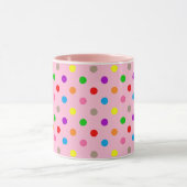 Farbenfrohe Regenbogen-Tupfen Rosa  Tasse (Zentrum)