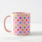 Farbenfrohe Regenbogen-Tupfen Rosa  Tasse (Links)