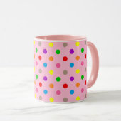 Farbenfrohe Regenbogen-Tupfen Rosa  Tasse (VorderseiteRechts)