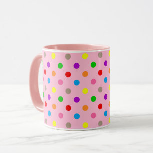 Farbenfrohe Regenbogen-Tupfen Rosa Tasse
