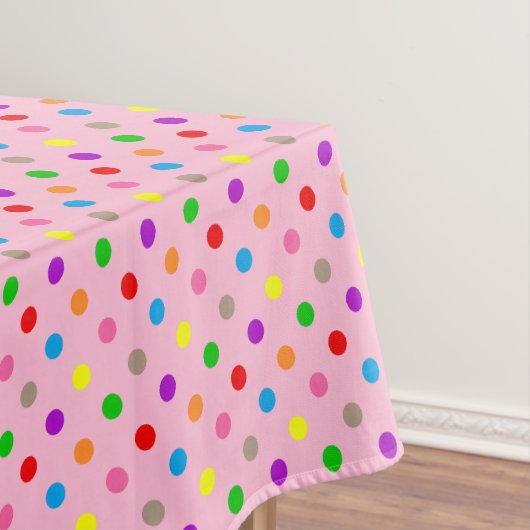 Farbenfrohe Regenbogen-Tupfen Rosa Tischdecke (Beispiel)