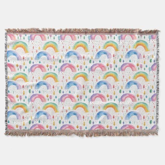 Farbenfrohe Regenbogen- und Baumstruktur Nahtloses Decke (Vorderseite)