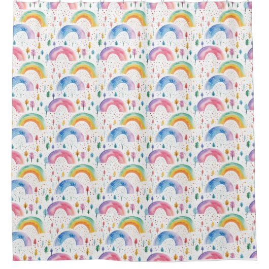 Farbenfrohe Regenbogen- und Baumstruktur Nahtloses Duschvorhang (Vorderseite)