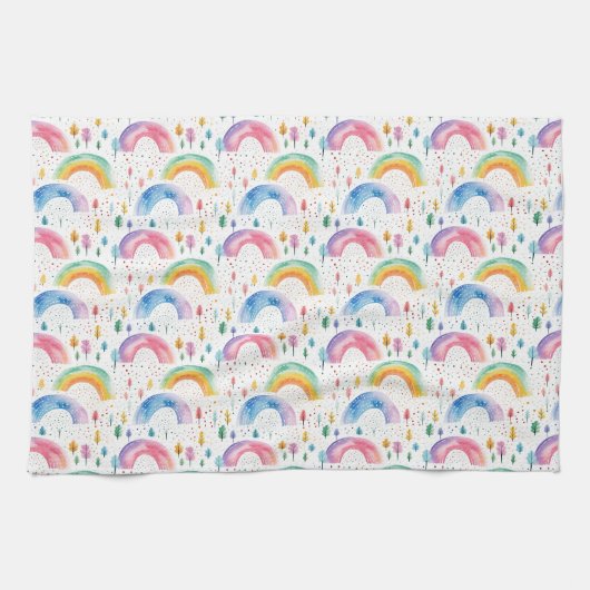 Farbenfrohe Regenbogen- und Baumstruktur Nahtloses Geschirrtuch (Horizontal)