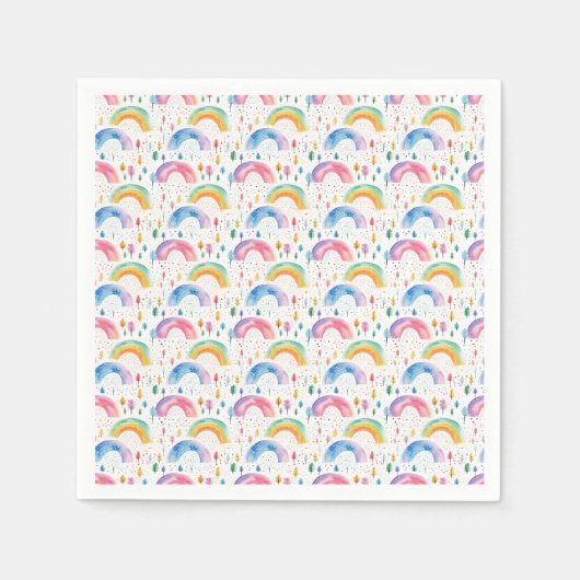 Farbenfrohe Regenbogen- und Baumstruktur Nahtloses Serviette (Vorderseite)