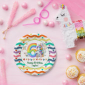 Farbenfrohe Regenbogen- und Einhornfeier 6. Geburt Pappteller (Party)
