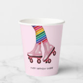 Farbenfrohe Regenbogen- und Rosa-Roller-Skate Pappbecher (Rückseite)