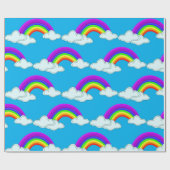 Farbenfrohe Regenbögen und Wolken am Blauen Himmel Geschenkpapier (Flach)