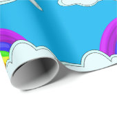 Farbenfrohe Regenbögen und Wolken am Blauen Himmel Geschenkpapier (Rolleneckpunkt)