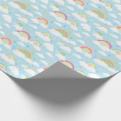 Farbenfrohe Regenbogen und Wolken Geschenkpapier (Ecke)