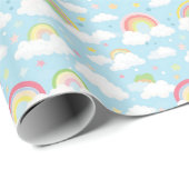 Farbenfrohe Regenbogen und Wolken Geschenkpapier (Rolleneckpunkt)