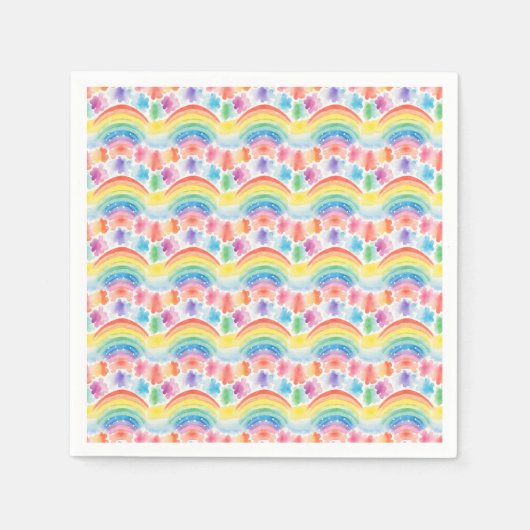 Farbenfrohe Regenbogen- und Wolkenmalerei Serviette (Vorderseite)