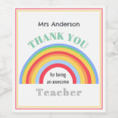 Farbenfrohe Regenbogen Vielen Dank Lehrer Wertschä Weinetikett (Einzelnes Label)