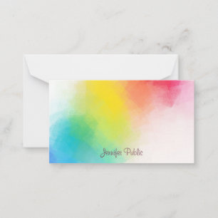 Farbenfrohe Regenbogen-Vorlage für Monogramm Mitteilungskarte
