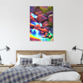 Farbenfrohe Regenbogen Wasserfall Malerei Canvas P Leinwanddruck (Insitu (Schlafzimmer))