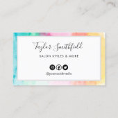 Farbenfrohe Regenbogen Wasserfarbe Kundenspezifisc Visitenkarte (Rückseite)