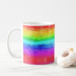 Farbenfrohe Regenbogen Wasserfarbe Wavy Trendy Tas Kaffeetasse