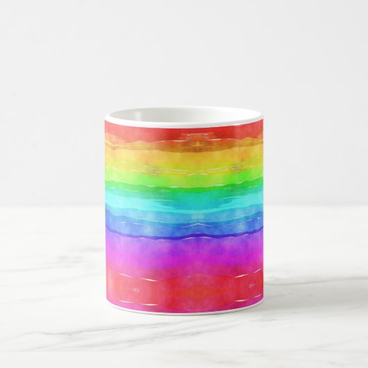 Farbenfrohe Regenbogen Wasserfarbe Wavy Trendy Tas Kaffeetasse (Mittel)