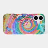 Farbenfrohe Regenbogen-Wildblumen Vögel Schmetterl iPhone 16 Hülle (Rückseite (Horizontal))